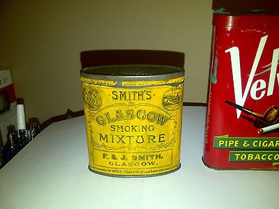 Scarce Antique Smiths Glasgow Upright Oval Pocket Tobacco Tin Can 