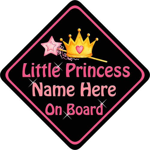 personalised child baby on board car sign princess b p