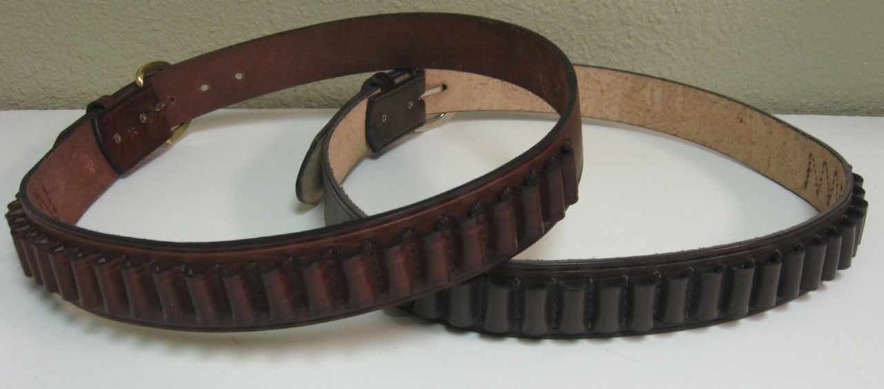Leather 300 Rifle Ammo Shell Belt 20 or 40 Cartridge Loops Brown or 