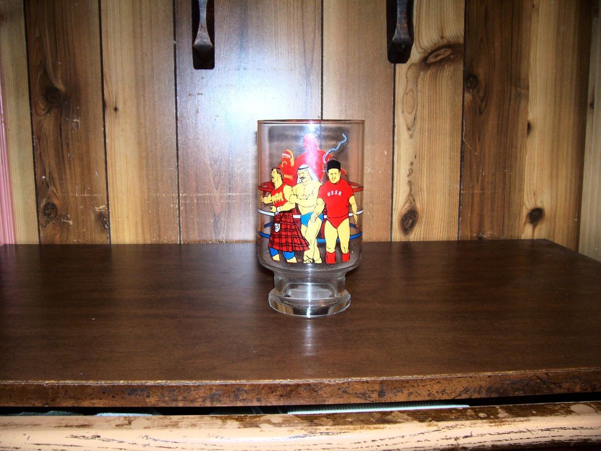 WWE WWF Collectors Glass Hulk Hogan Andre The Giant Piper