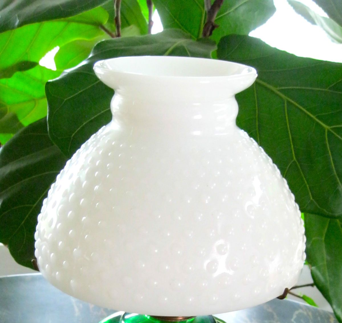 Antique Hobnail Milk Glass Shade for Oil or Kerosene Lamp