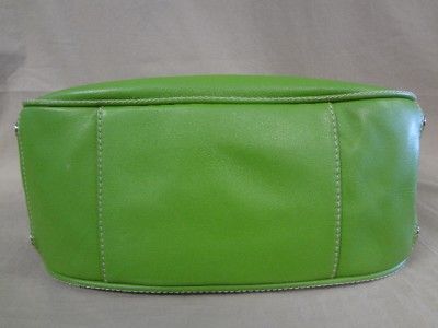 Antonio Melani Lime Green Leather Zippered Leather Hobo Handbag Purse 