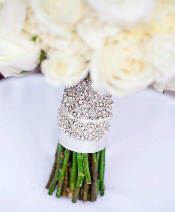 Austrian Crystal Jeweled Bling Rhinestone Wedding Bouquet Wrap Jewelry 