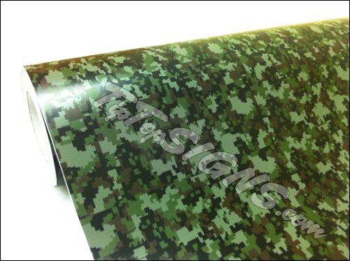 Forest Green Military CAMO Wrap Vinyl Air Release 60 x 72