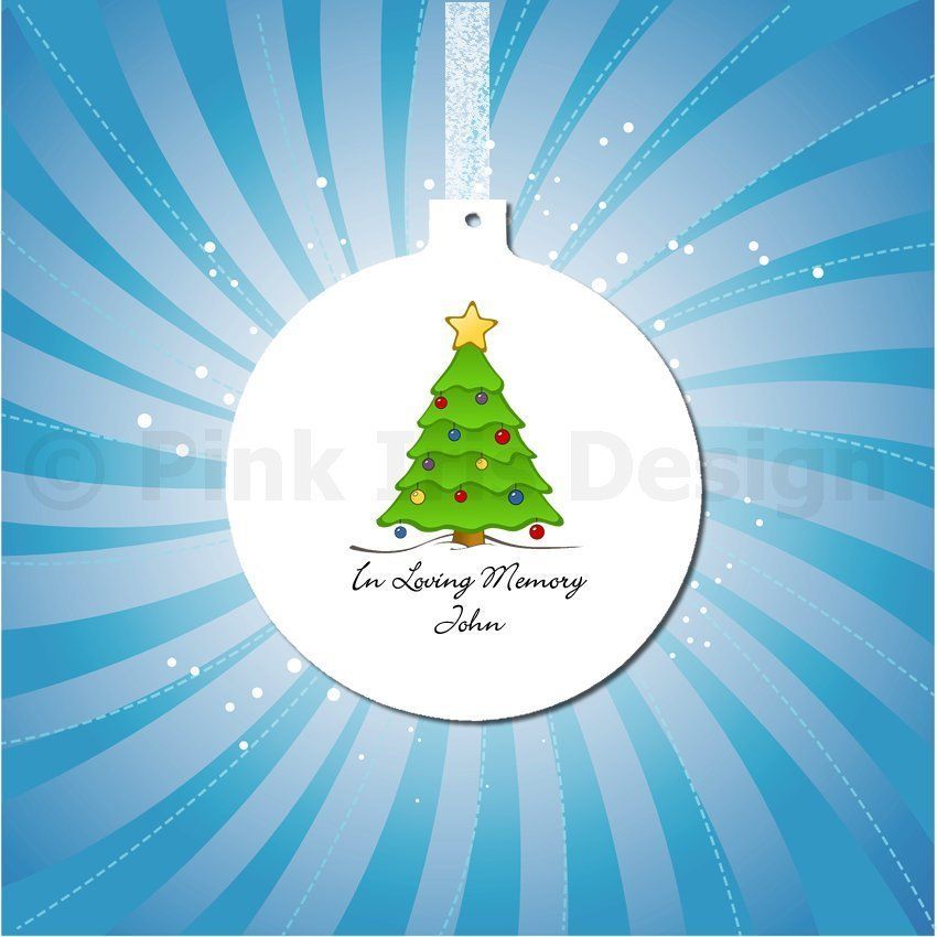 Personalised In Loving Memory Memorial Christmas Tree Ornament Round 