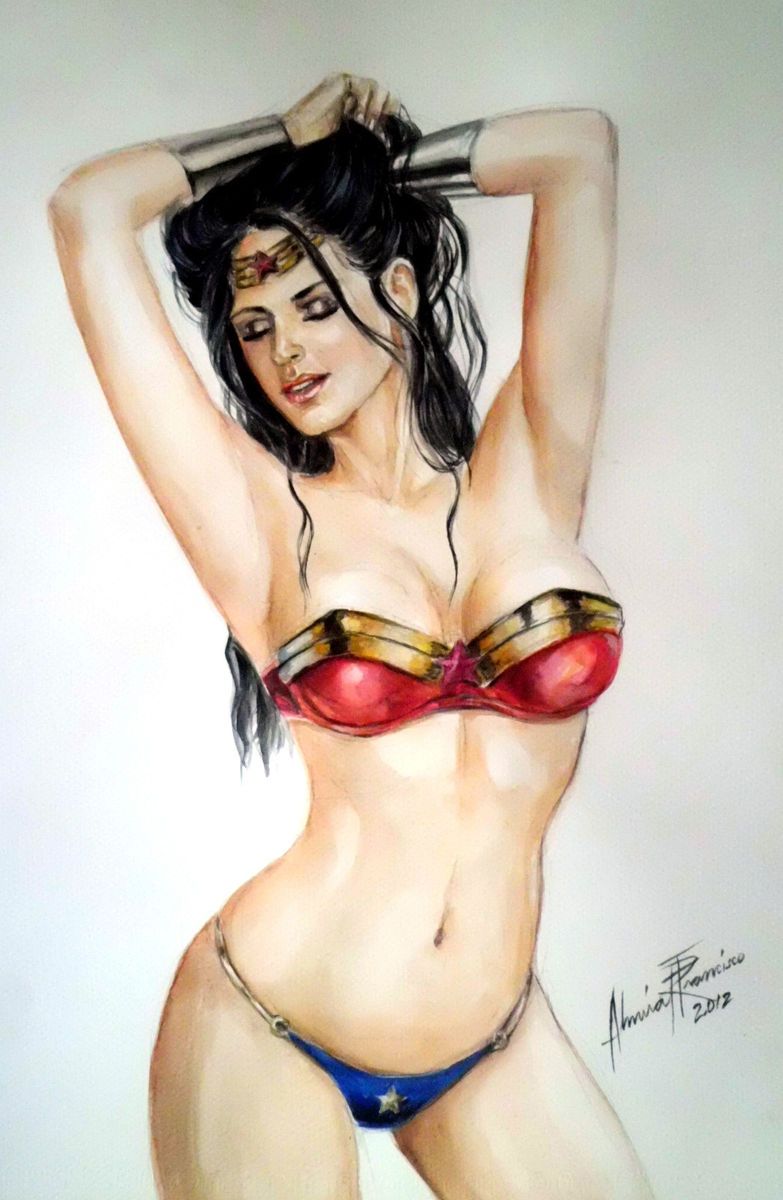Wonder Woman Sexy Original Art Pin Up by Almira F 05.