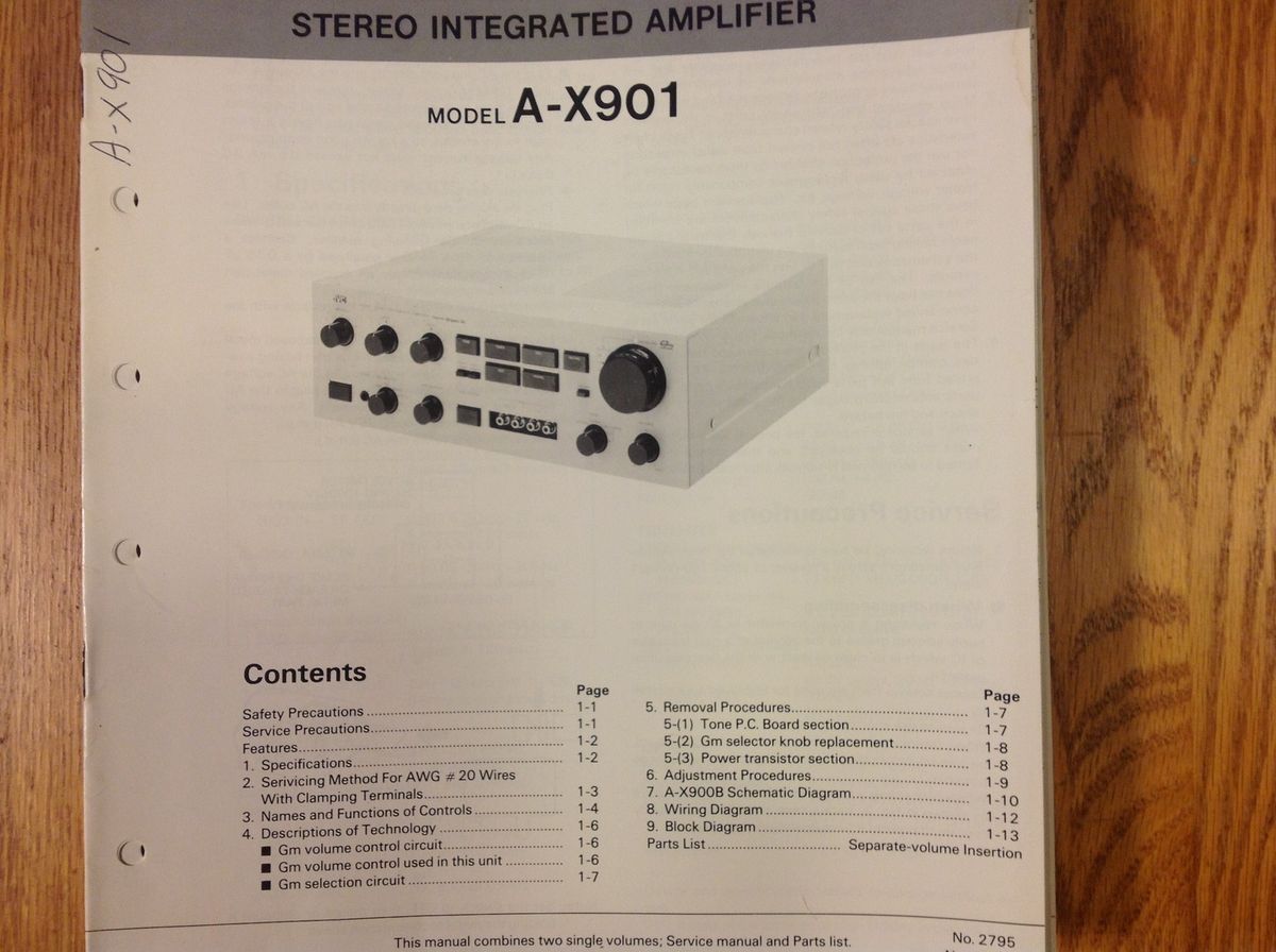 Service Manual for JVC Stereo Integrated Amplifier A X901