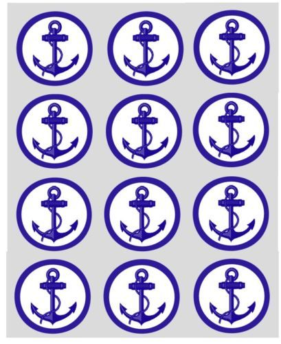 12 Anchor Cup Cake Ricepaper Toppers Sea Boat Nautical