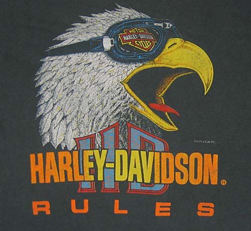 Vtg Harley Davidson Rules Black Long Sleeve T Shirt M 90s Biker Faded 