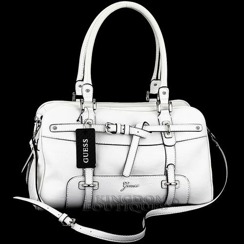 Free SH New Guess Handbag Ladies Avera Satchel Box Bag White Logo 
