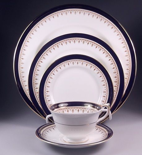 Aynsley Leighton Cobalt Smooth Five Piece Place Settings