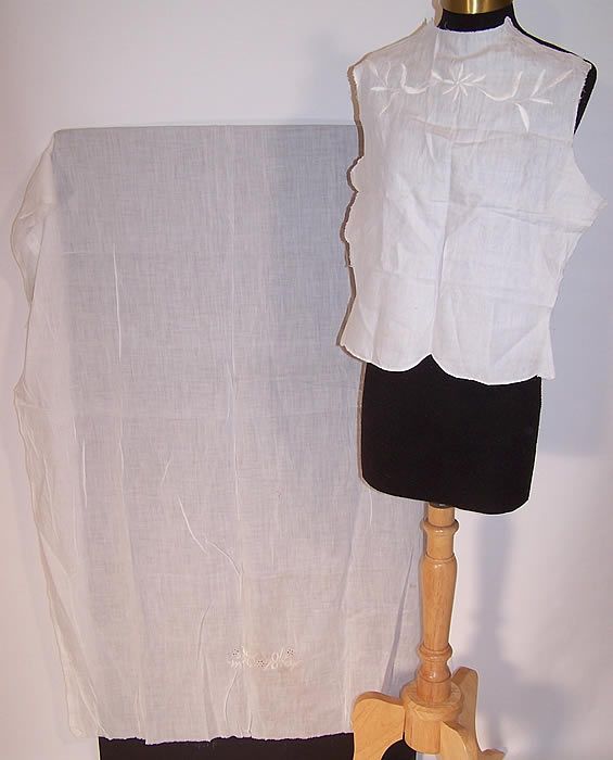 Vintage Edwardian White Cotton Batiste Embroidered Unused Dress Skirt 
