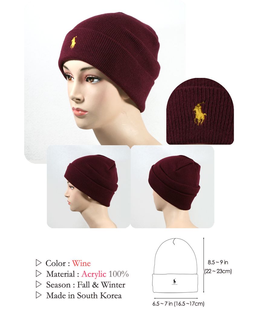   Color Polo Acrylic Cuff Knit Beanie Men Women Warm Winter Ski Hat New