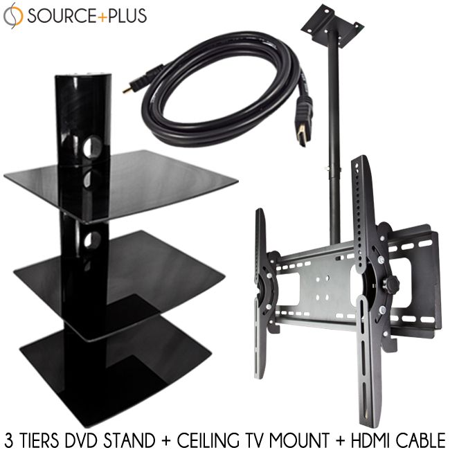 Ceiling TV Wall Mount 32 60 Tilt HDMI Cable LCD LED Plasma 3 Tier DVD 