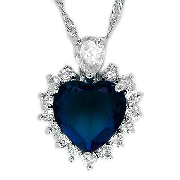 Christmas Gift Jewelry Fashion Blue Sapphire White Gold GP Pendant 