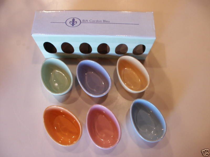 Pottery Barn BIA Cordon Bleu 6 Easter Spring Bunny Egg Ramkins Bowls 