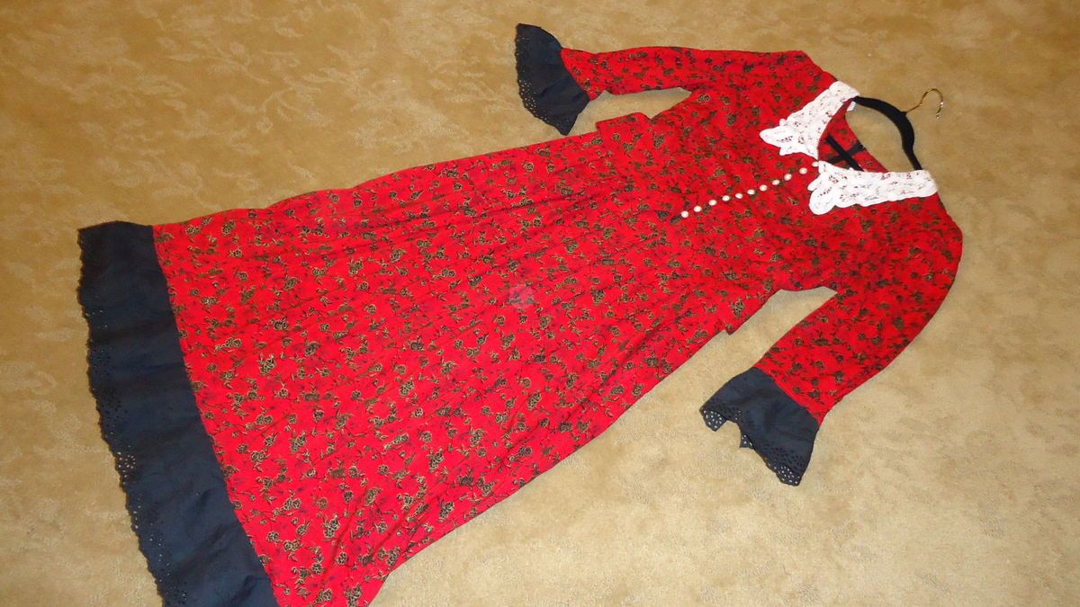 1900s Victorian TITANIC Edwardian prairie EMMA regency red dress 