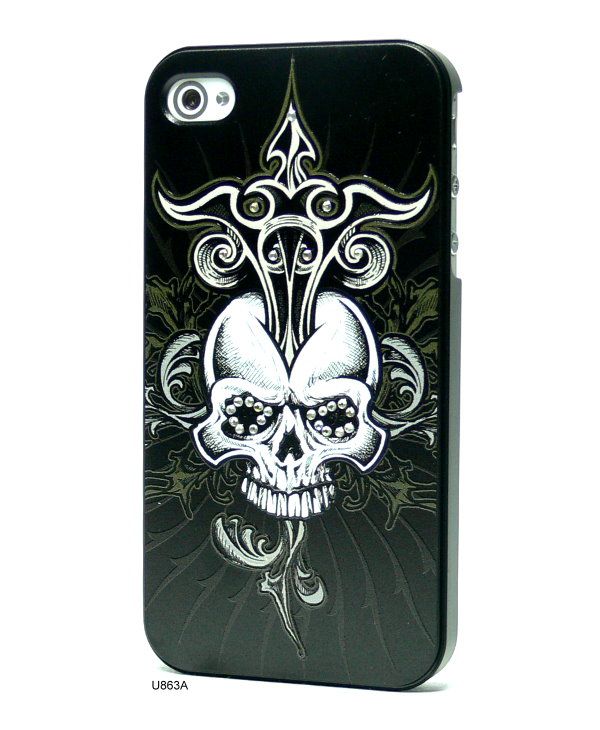   3D Relief Bling Rhinestones Hard Cover Case for iPhone 4 U863A