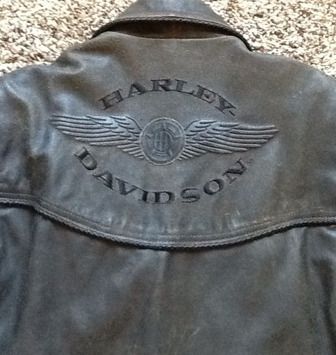   Davidson Brown Distressed Billings Leather Jacket Men Large