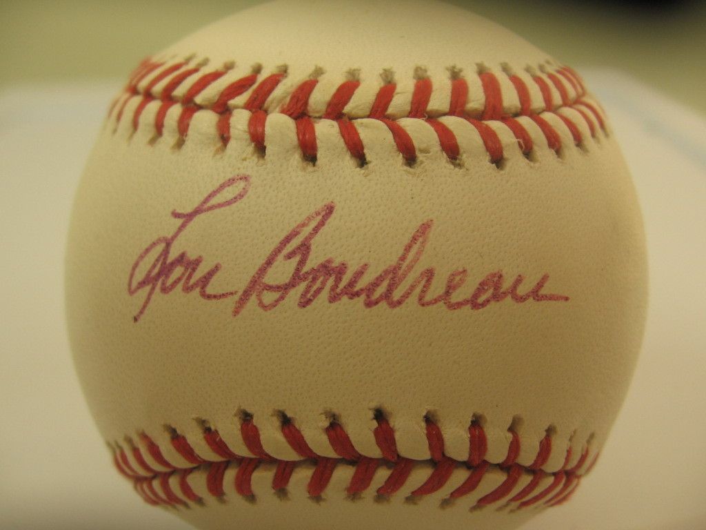 Lou Boudreau Cleveland Indians HOF Single Signed Baseball AUTO PSA DNA 