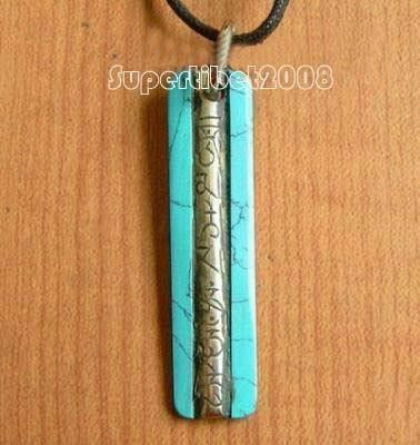 Tibetan Jewelry Brass Turquoise 6 Mantras Pendant Necklace 14000066 
