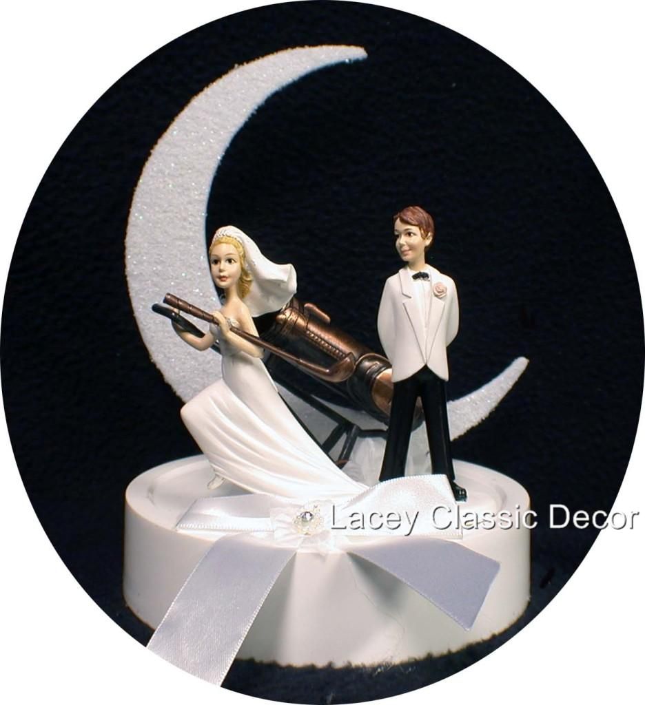 Oh No Golf Bride Golfer w Groom Wedding Cake Topper