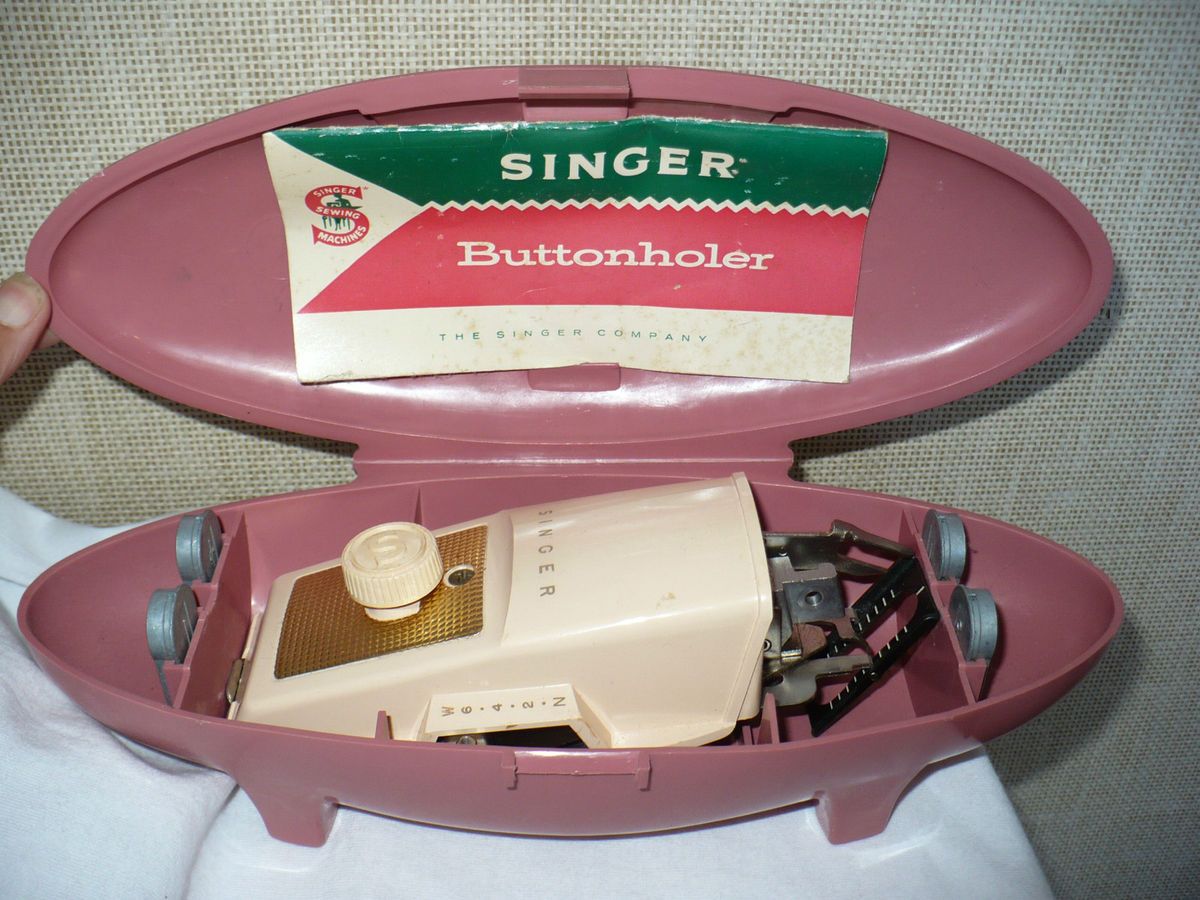   SINGER Automatic Buttonhole Maker Sewing Machine Attachment Pink Case