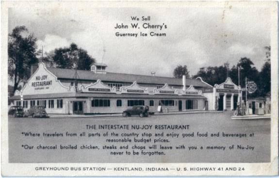 1930s Kentalnd in Nu Joy Greyhound Bus Station Postcard