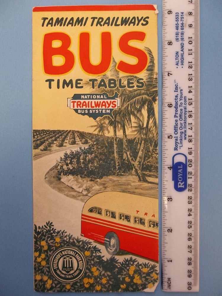   Tamiami Trailways FL Time Tables Natl Trailways Bus System 1949