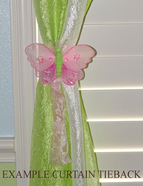 Butterfly Curtain Hailey Nursery Room Pink Brown Tie Back Tiebacks 