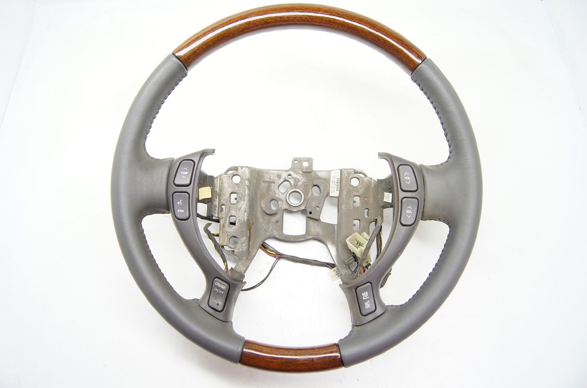 Cadillac DeVille 2000 2005 Steering Wheel Leather Dark Grey Wood Grain 