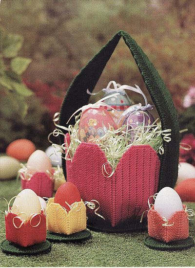 Plastic Canvas Easter Basket Egg Cups Magnet Pattern