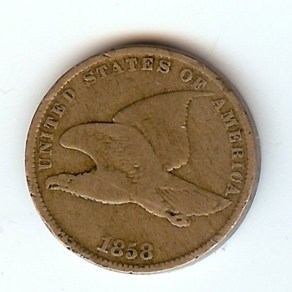 1858 Small Letters Flying Eagle Cent Weak Struck Center Reverse Very 