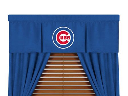 nEw 5pc MLB CHICAGO CUBS DRAPES VALANCE SET   Baseball Window 