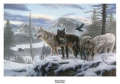 Richard Wayne Broken Silence Wolf Print Signed and Numbered 29 x 19