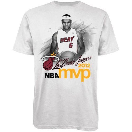 Adidas Lebron James Miami Heat 2012 NBA MVP T Shirt White