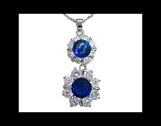 Fashion Jewelry Gift Blue Sapphire White Gold Plated Pendant Necklace