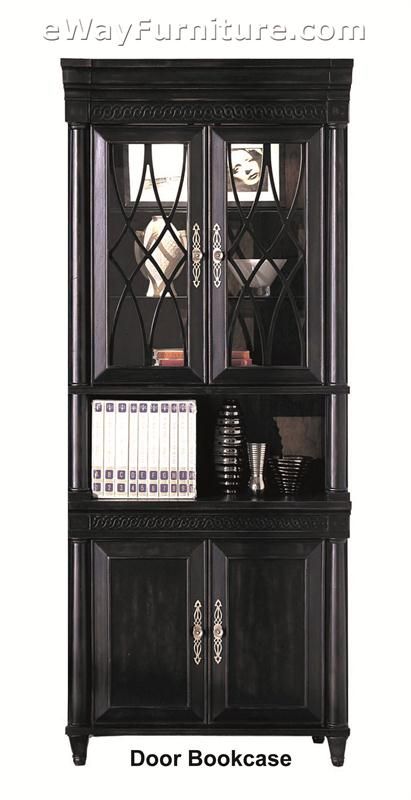  Federal Black Wood Credenza and Hutch Home Office Computer Furniture