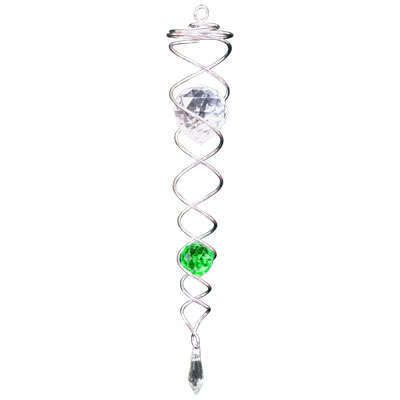Wind Twister Silver Green Crystal Spinner New