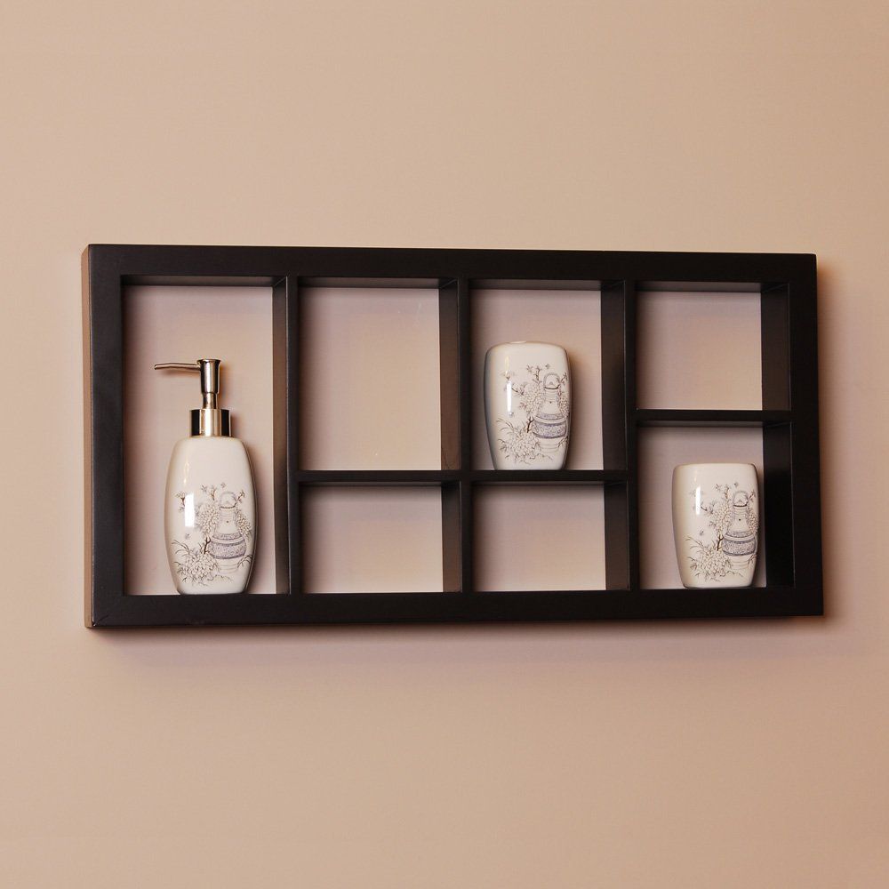 Black Taylor Display Shelf Wall Mounted w 7 Cube Compartments