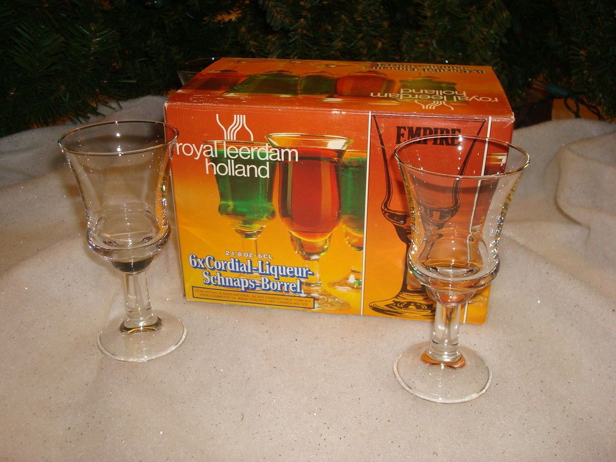 Empire Cordial Liqueur Schnaps Borrel Pedestal Glasses 6