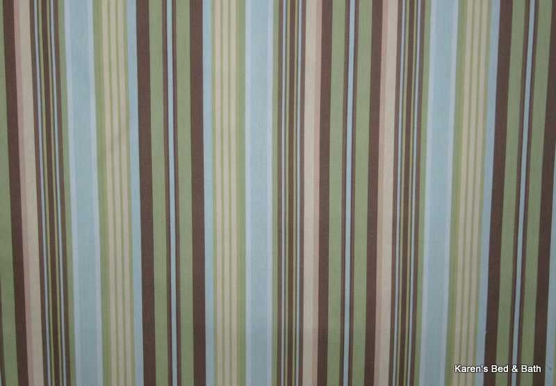 Brown Blues Natural Stripes Cotton Duck Curtain Valance NEW