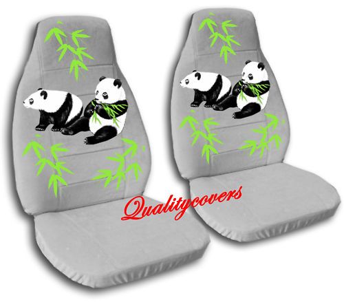 Nice Set Silver Car Seat Covers w Panda Gorgeous Cute
