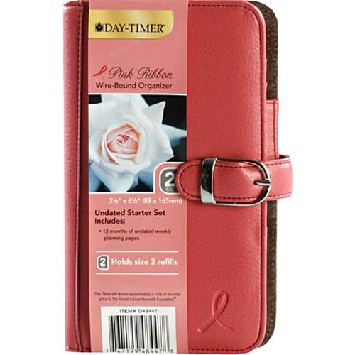 Day Timer Pink Ribbon Leather Undated Planner