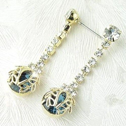 14kt Hge Sapphire Crystal Dangle Earrings