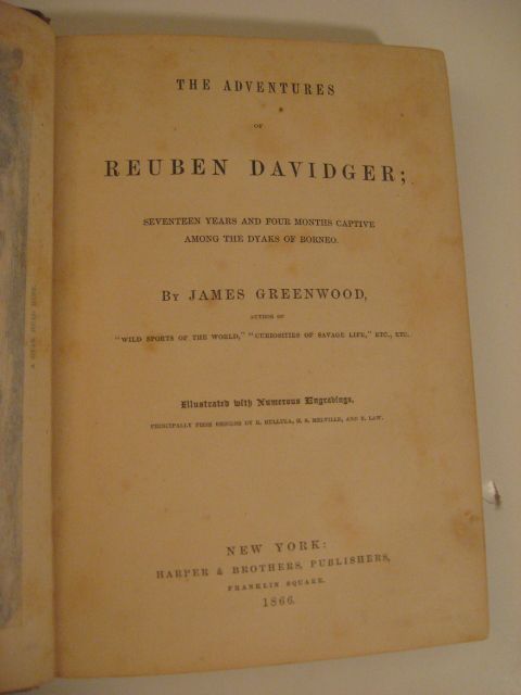 1866 James Greenwood The Adventures of Reuben Davidger