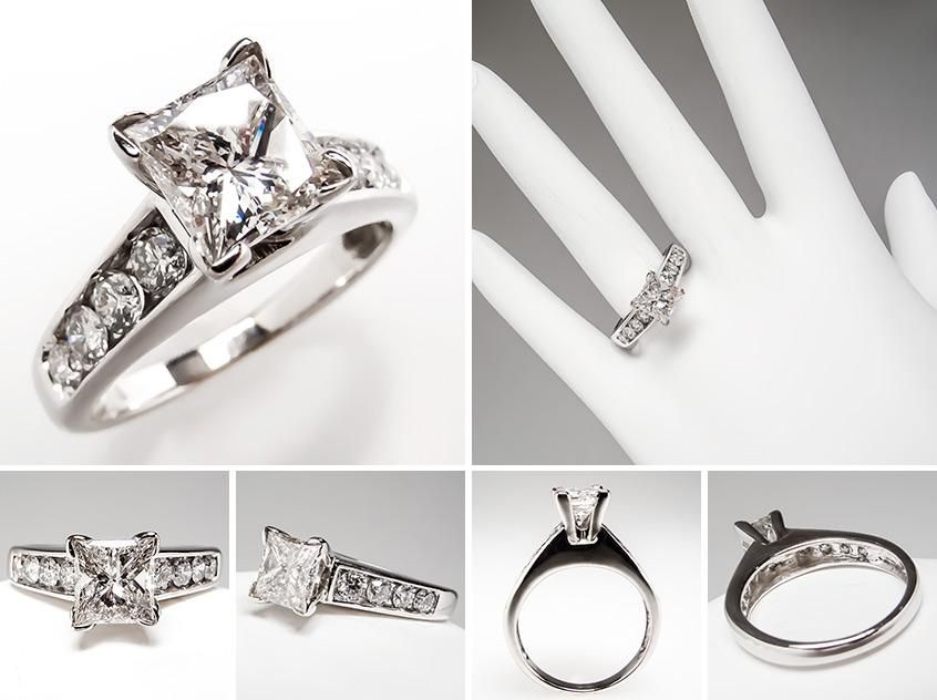 Princess Cut Diamond Engagement Ring 14K White Gold skuwm7731