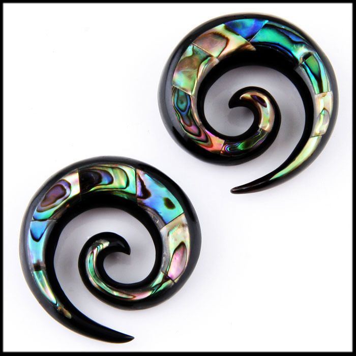  with Abalone Shell Inlay Ear Plugs Gauges Ear Taper Stretcher