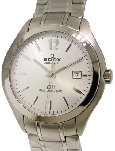 Edox Class 1 Date Automatic Swiss Watch 42.5m Stainless Steel/White