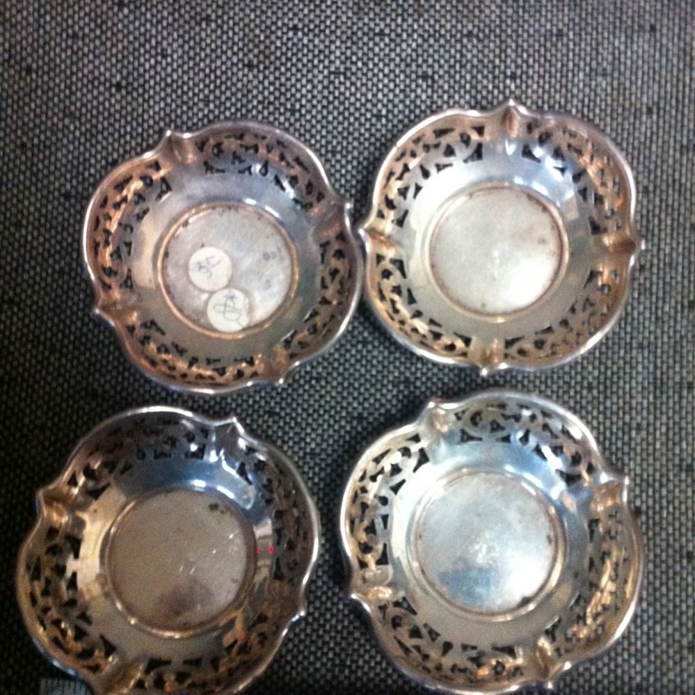 RARE 4 SOLID SILVER OPEN SALT Dishes